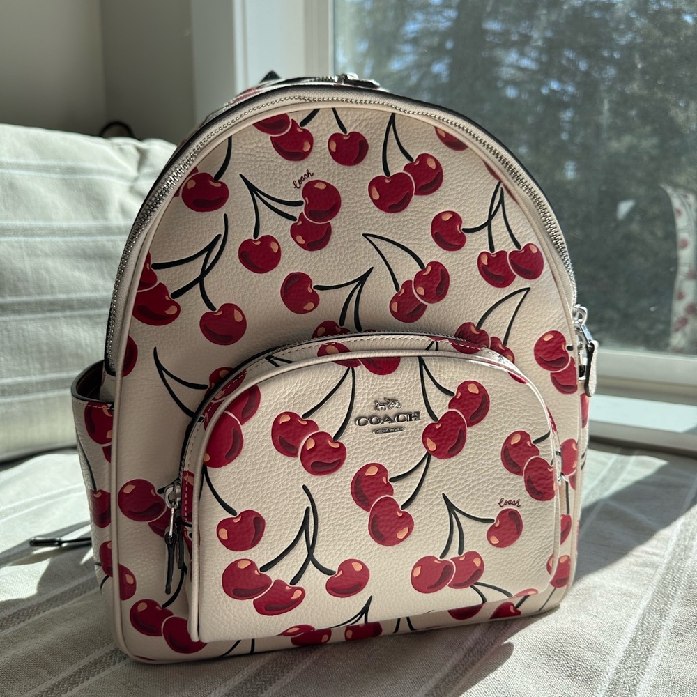 Coach Court Backpack with Cherry Print